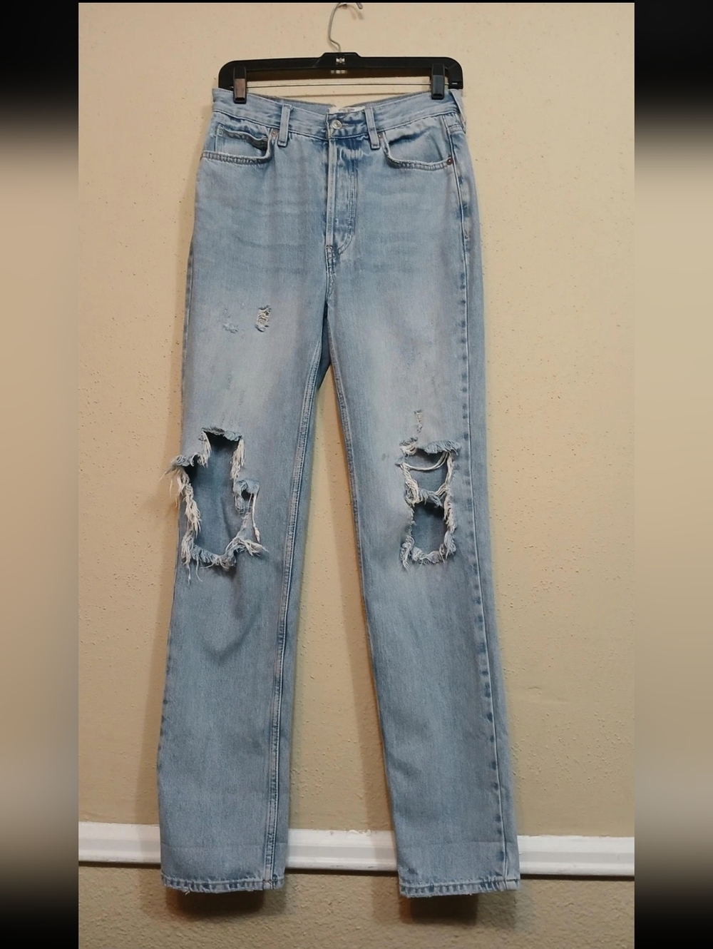 We The Free Jeans Womens 25 Light Wash Distressed Button Fly